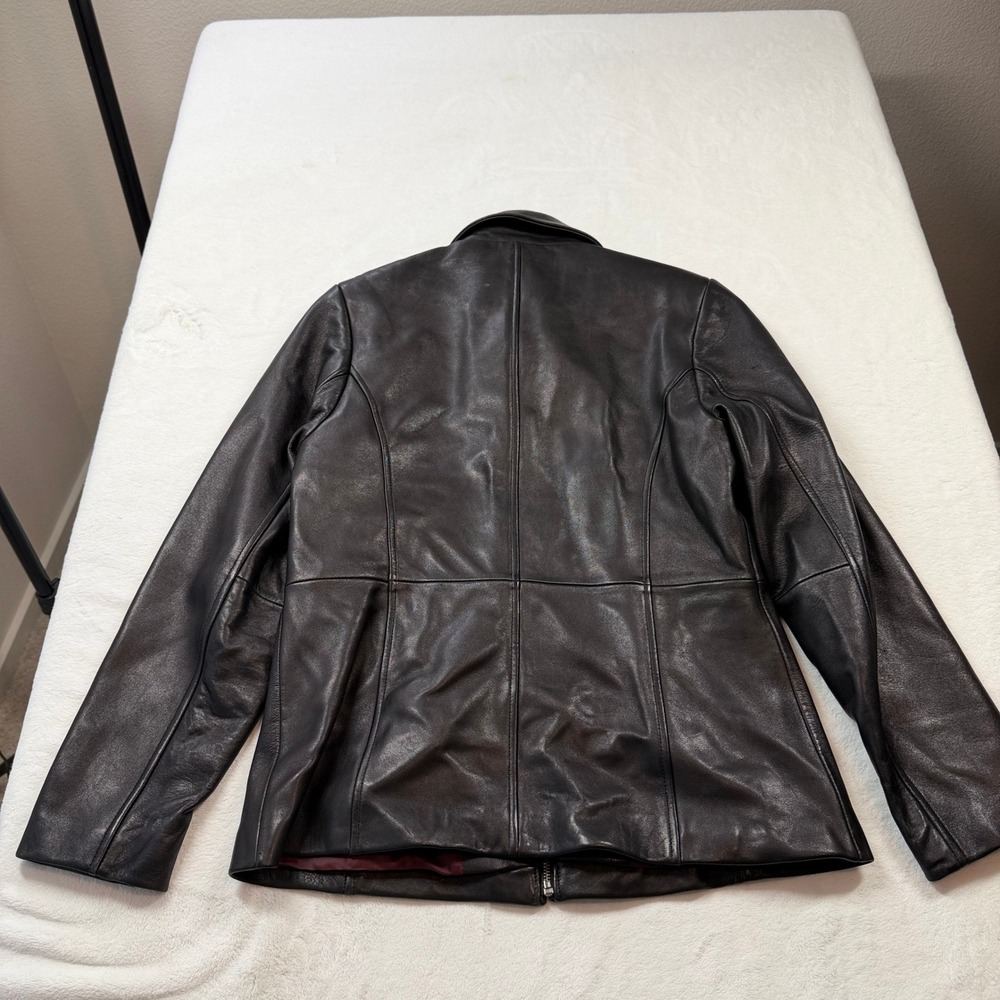 Liz Claiborne Leather Jacket Women Small Black Good Zip Front Collared 90s Style - Picture 8 of 8
